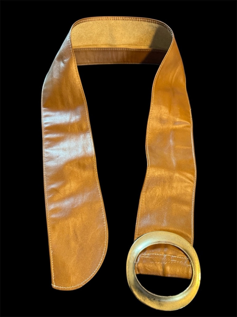 Vintage Leather Belt with Large Statement Buckle - Picture 11 of 11